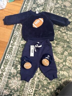 Gerber Navy and Brown Baby Football Sherpa Outfit